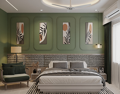 Green bedroom visualization