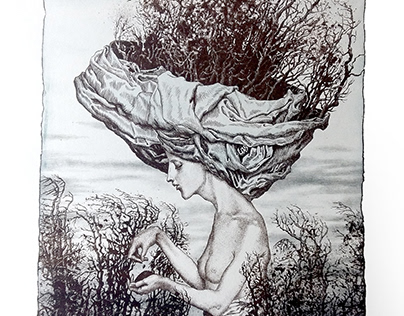 Dryad of autumn Lithography 43x32cm
