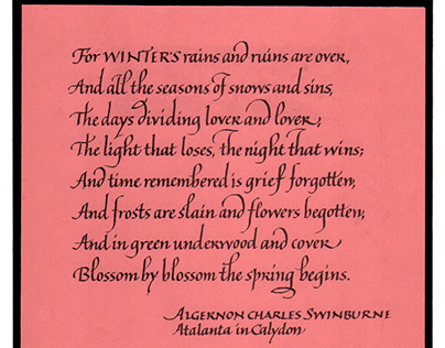 Italic Calligraphy: Poem by Algernon Swinburne
