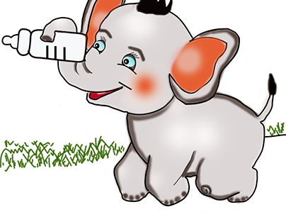 baby elephant with milk