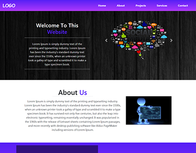 Website template with dummy text and images