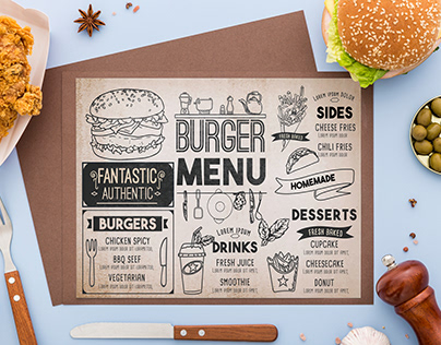 Burger restuarant menu design