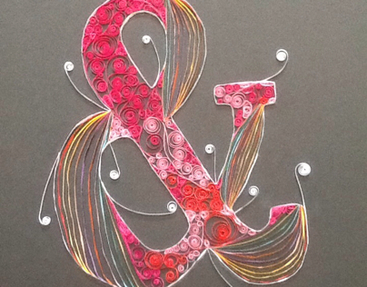 3D paper quilled ampersand
