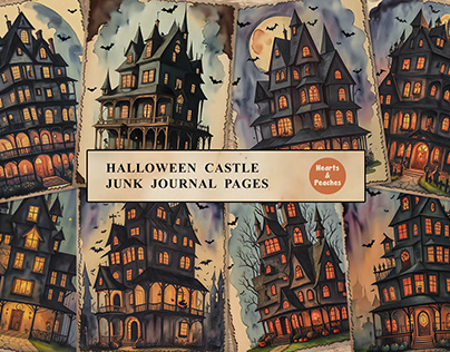 Free Halloween Castle Junk Journal Pages