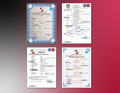 Lebanon, Latvia certificate templates