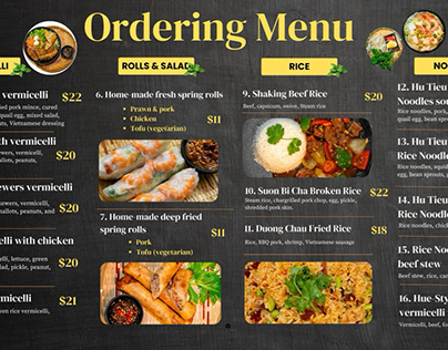 Ordering Menu - Vietnamese Restaurant