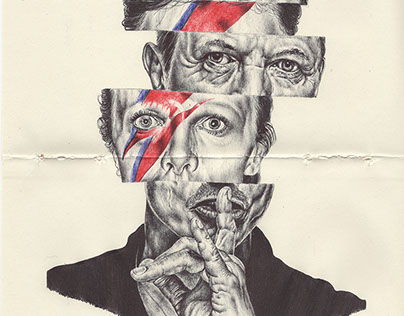 bic biro sketchbook drawing of David Bowie