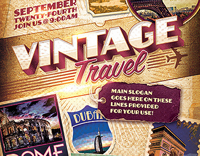 Vintage Travel Decals Poster Template