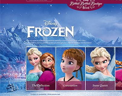 Harrods Boutique - Disney Frozen experience UI