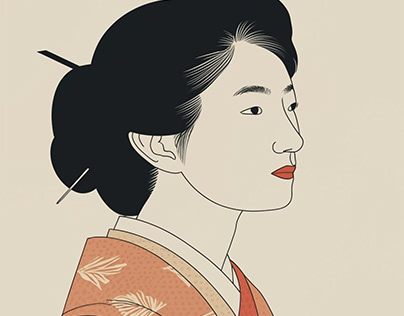 point of view Japanese women face ukiyo-e style