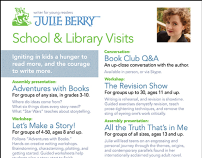 Flyer for Author Julie Berry