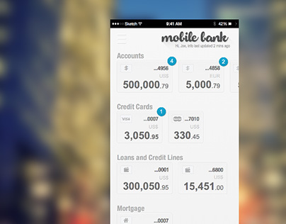 Free Mobile UI Kit - iPhone 6 Banking Dashboard