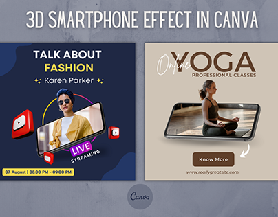 3D Smartphone Social Media Ads created in Canva