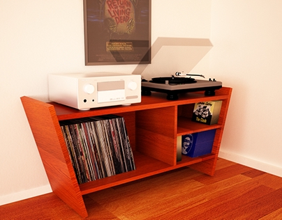 Record Player Table and Record Rack