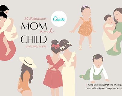 Mom and baby Vector collection CANVA
