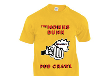 Monk's Bunk Hostel Pub Crawl T-shirt