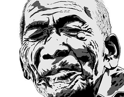 Project thumbnail - Portrait of old man - lineart and flat greyscale