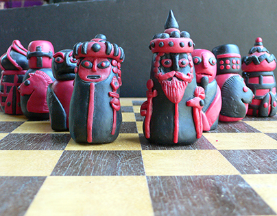 Chessmen in Red & Purple