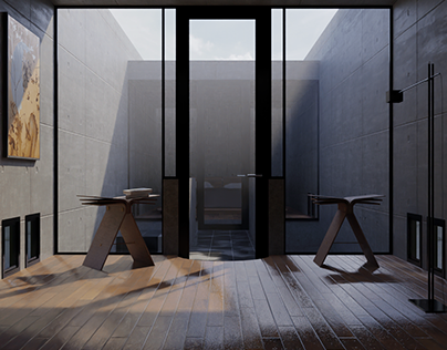 CGI of Row House Casa Azuma _ Tadao Ando