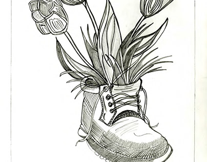 Pancil Art ( Flower in Shoe)