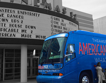 American Made Movie Bus B&W w/Blue
