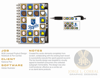 MLB Licensed Product Design: Notebook & Pen Combo