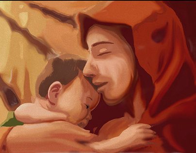 Mother and child love (digital painting)