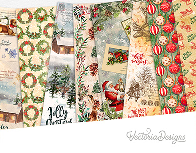 Traditional Christmas Paper Pack for VectoriaDesigns