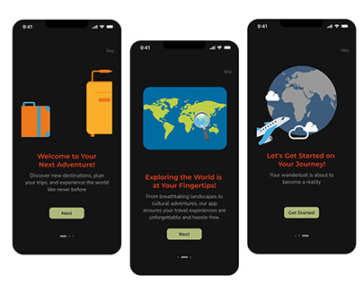 Engaging travel app onboarding with lively animations!