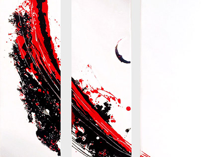 Red temptation, Acrylic on canvas - triptych