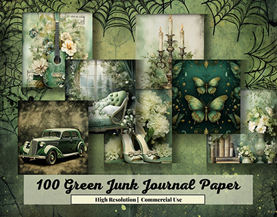 Big Bundle Green Junk Journal Paper