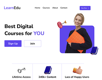 simple Landing page for course digital content selling