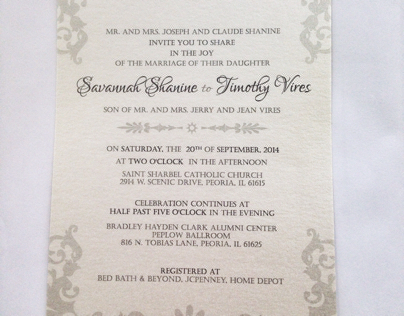 Modern- Victorian Wedding Invite