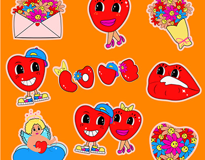 Valentine's Day Sticker Set in Y2K Style
