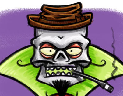 Evil Skeleton Villain Cartoon Character Sketch 3