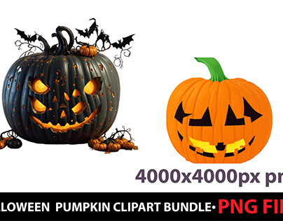 Halloween Pumpkin Clipart Bundle With PNG File