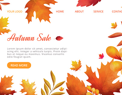 Watercolor autumn sale landing page template
