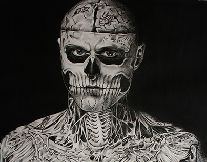 Zombie Boy(Rick Genest) - Graphite and Charcoal Darwing