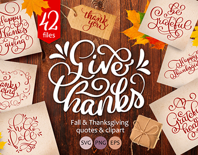 Lettering and calligraphy set for Thanksgiving Day