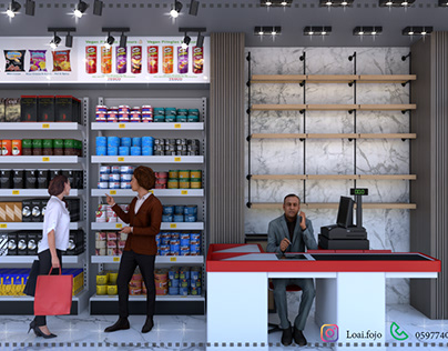 Supermarket interior design Accountant wall