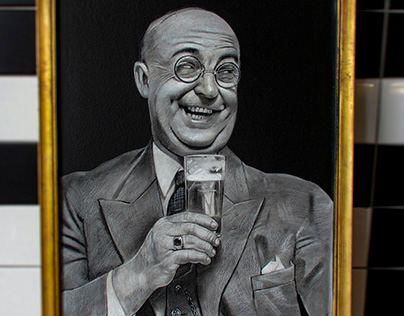 Old Man Drinking Beer Chalkboard