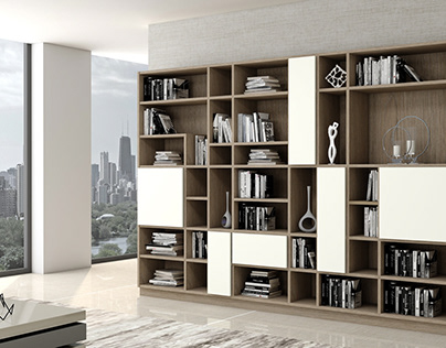 Custom Bookshelves Living Room Cabinet With Woodgrain
