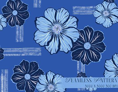 Chinoiserie Seamless Pattern - Monochrome Blue