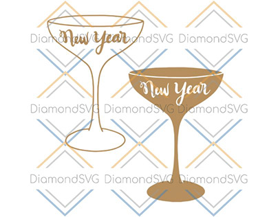 New Year Champagne Glasses Svg