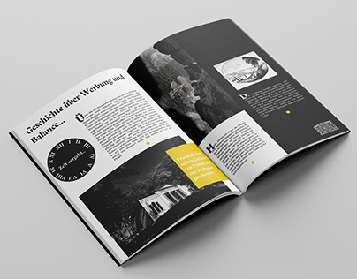 Magazine project. 'Geschichte über Werbung und Balance'