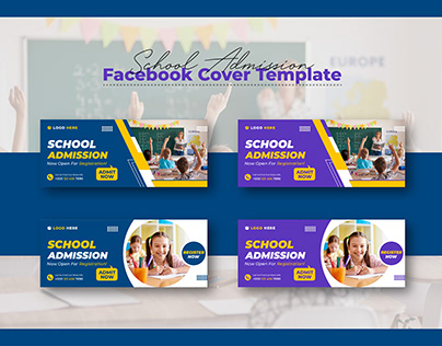 School Admission Facebook Cover Template Bundle Design