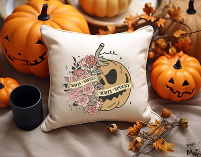 Pumpkin and flower pillow halloween