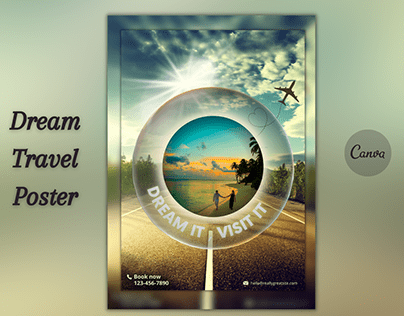 Dream Travel poster created in Canva