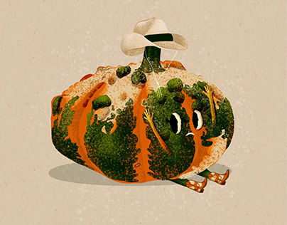 Cowboy pumpkin illustration