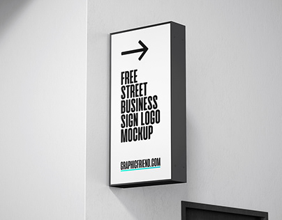 Free Street Business Sign Logo Mockup
